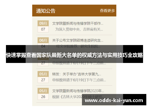 快速掌握查看国家队最新大名单的权威方法与实用技巧全攻略